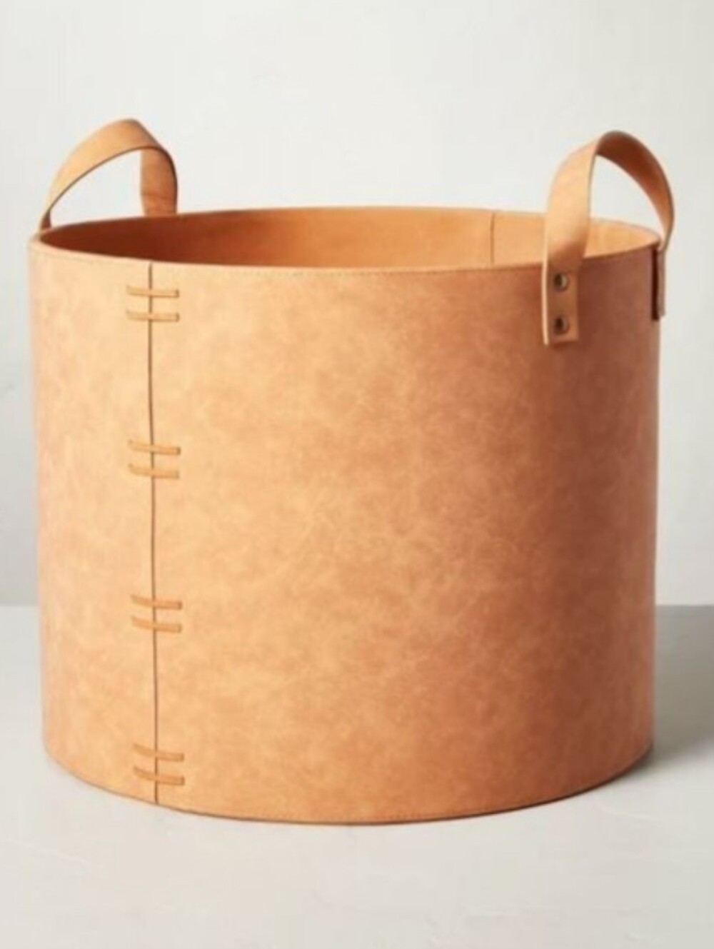 Large Faux Leather Storage Bin Camel Brown - Hearth & Hand with